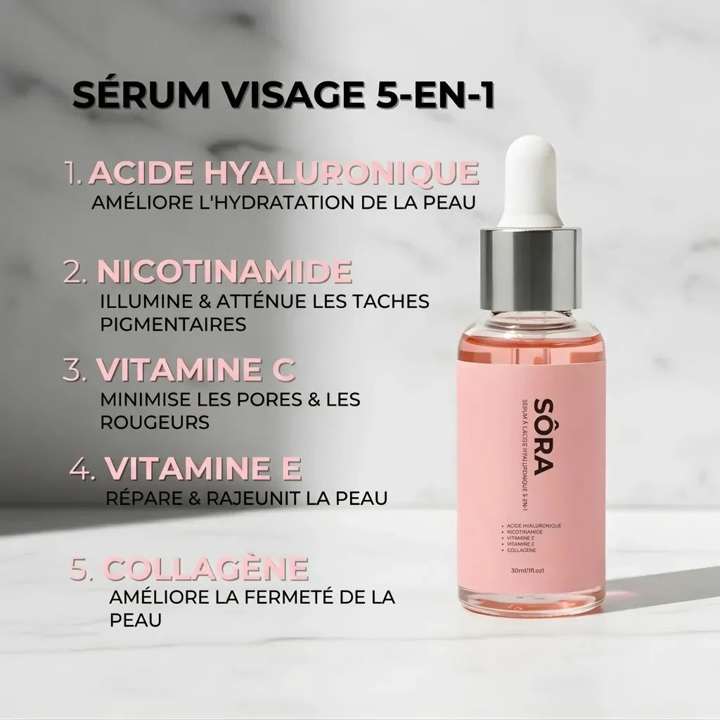 Sérum Visage Raffermissant 5-en-1 à l'Acide Hyaluronique